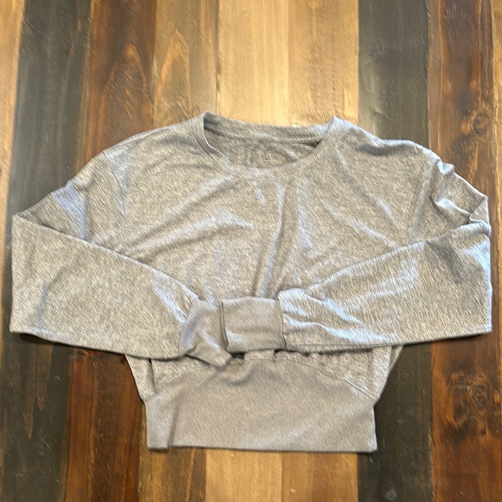 Academy Freely Gray Long Sleeve Crop Top